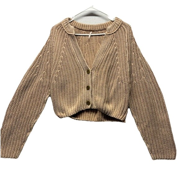Free People Sweaters - Free People Women's Tan Sweet Nothing Cardi Cardigan Size M Cotton Cropped